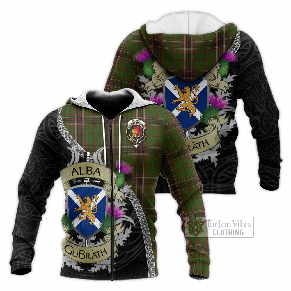 Murphy Tartan Family Crest Knitted Hoodie Lion Rampant Royal Thistle Shield Celtic Inspired Unisex Knitted Zip Hoodie - Tartan Vibes Clothing