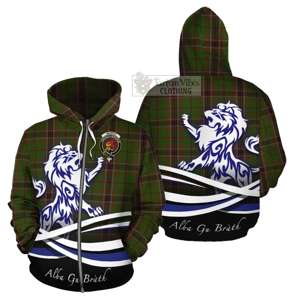 Murphy Tartan Cotton Hoodie with Alba Gu Brath Regal Lion Emblem - Tartan Vibes Clothing