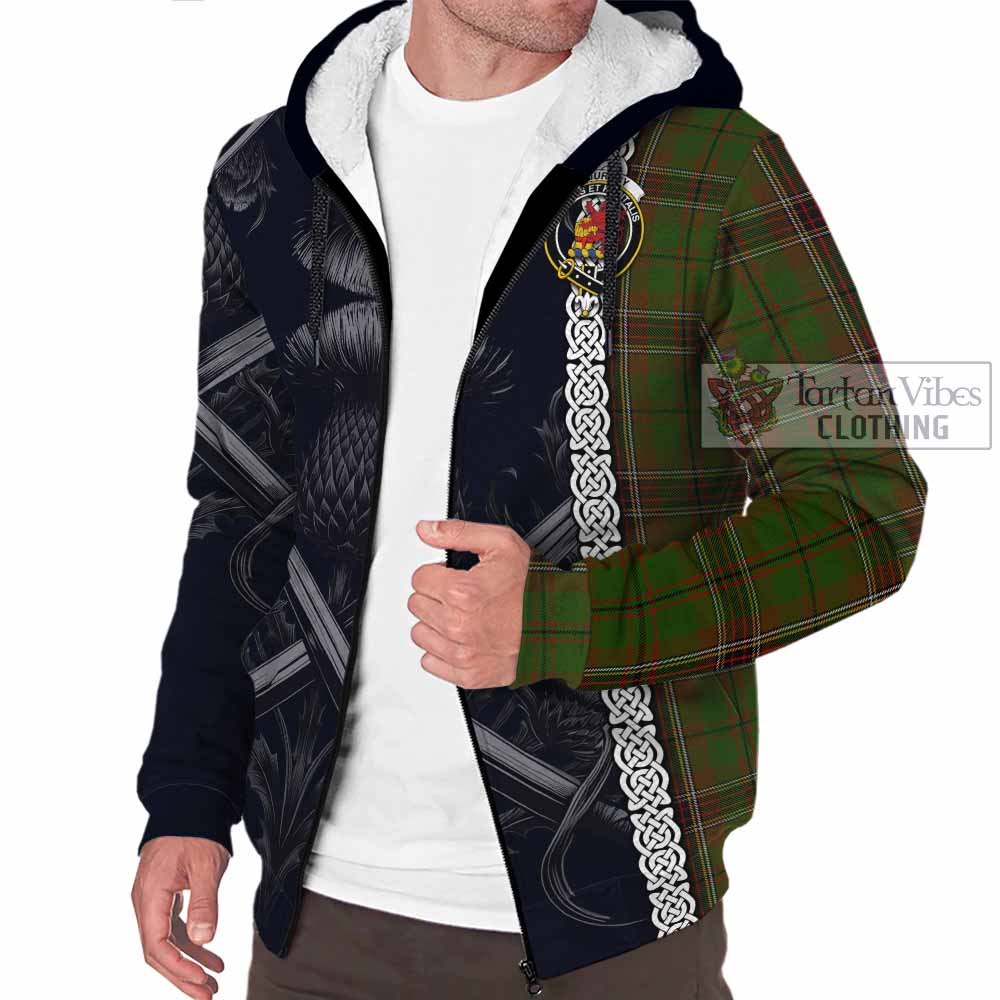 Murphy Tartan Sherpa Hoodie with Family Crest Cross Sword Thistle Celtic Vibes - Tartan Vibes Clothing