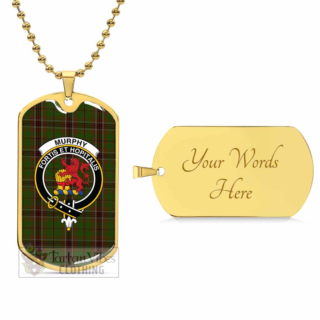 Murphy Tartan Dog Tag Necklace with Family Crest Gold Yes - Tartan Vibes Clothing