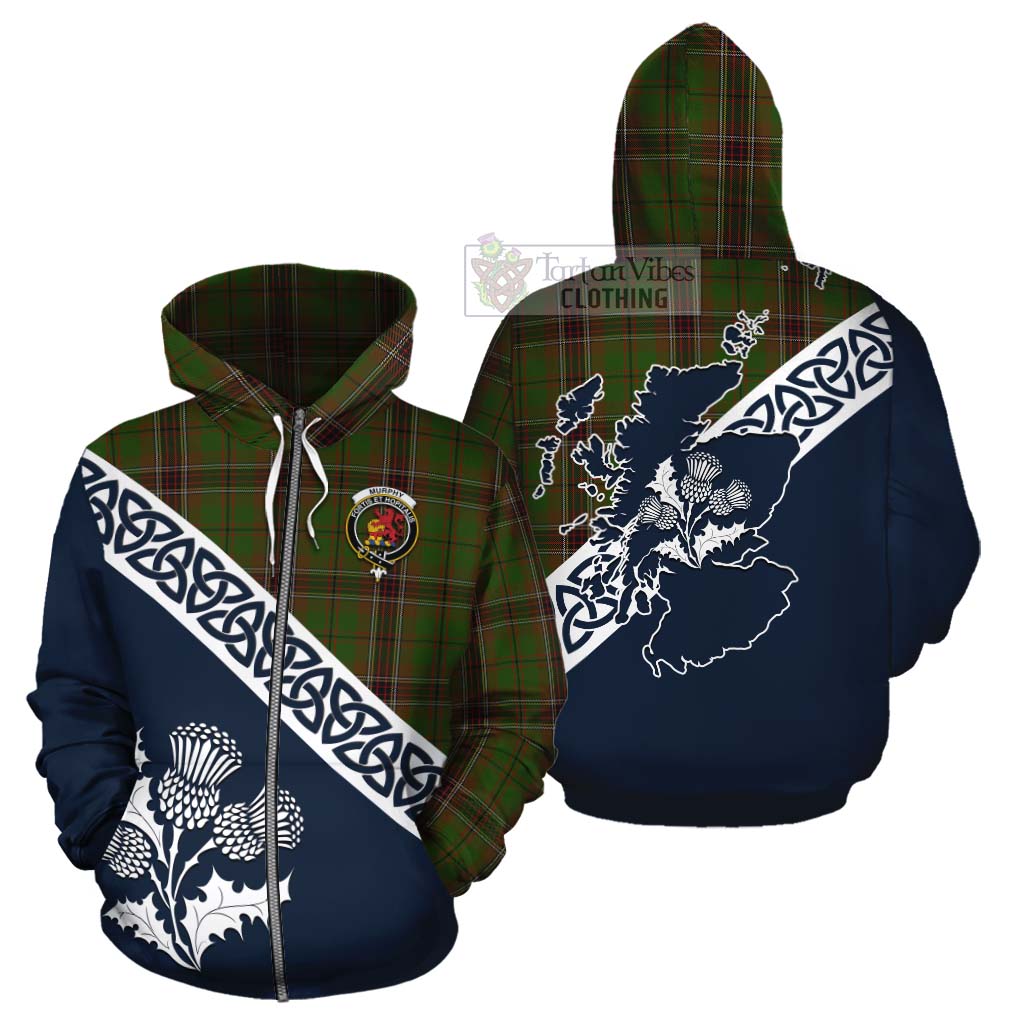 Murphy Tartan Cotton Hoodie Featuring Thistle and Scotland Map - Tartan Vibes Clothing