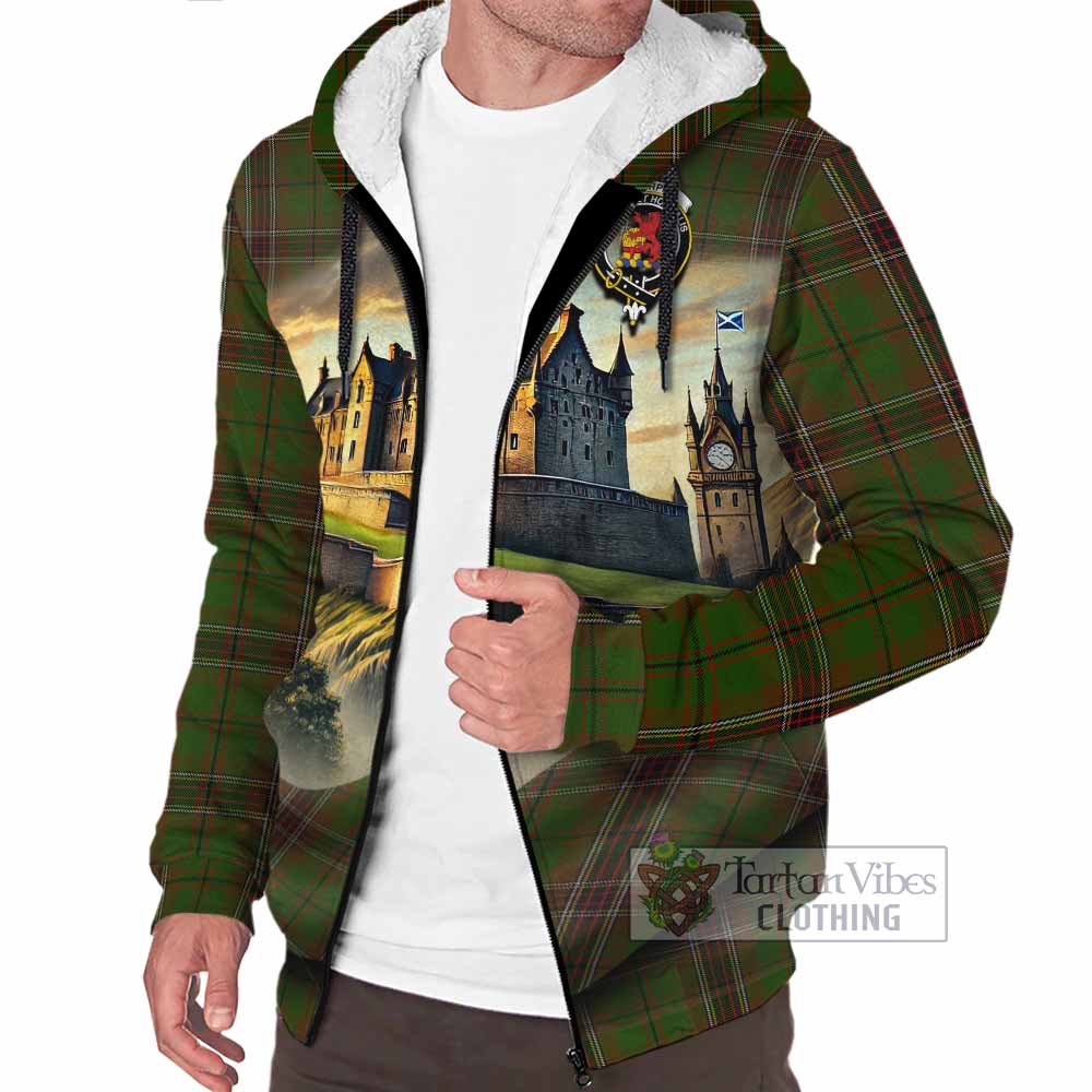 Murphy Tartan Family Crest Sherpa Hoodie with Scottish Ancient Castle Style - Tartan Vibes Clothing