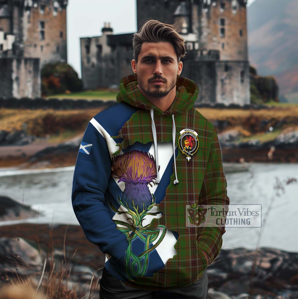 Tartan Vibes Clothing Murphy Tartan Family Crest Cotton Hoodie Scottish Thistle Celtic Inspired