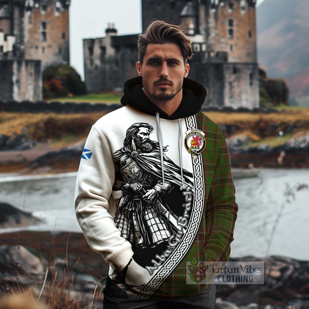 Murphy Tartan Clan Crest Cotton Hoodie with Highlander Warrior Celtic Style - Tartan Vibes Clothing