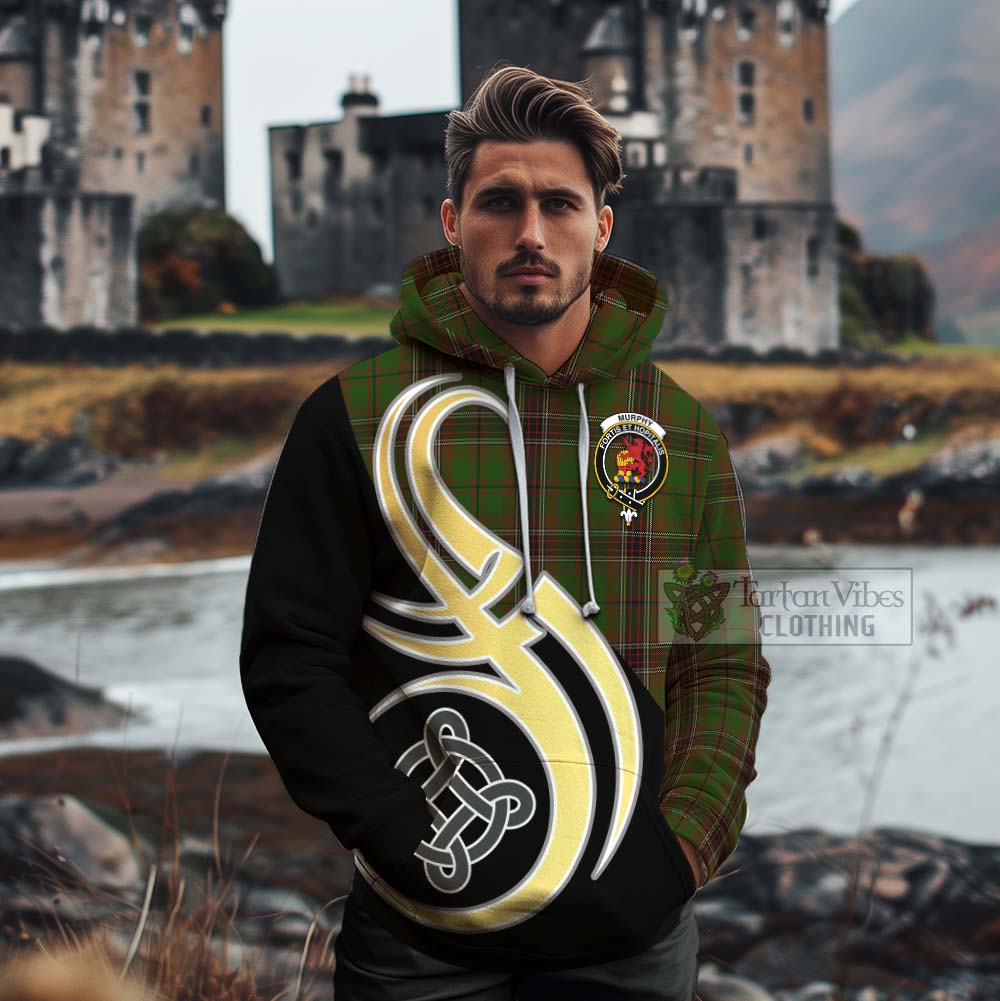 Murphy Tartan Cotton Hoodie with Family Crest and Celtic Symbol Style - Tartan Vibes Clothing