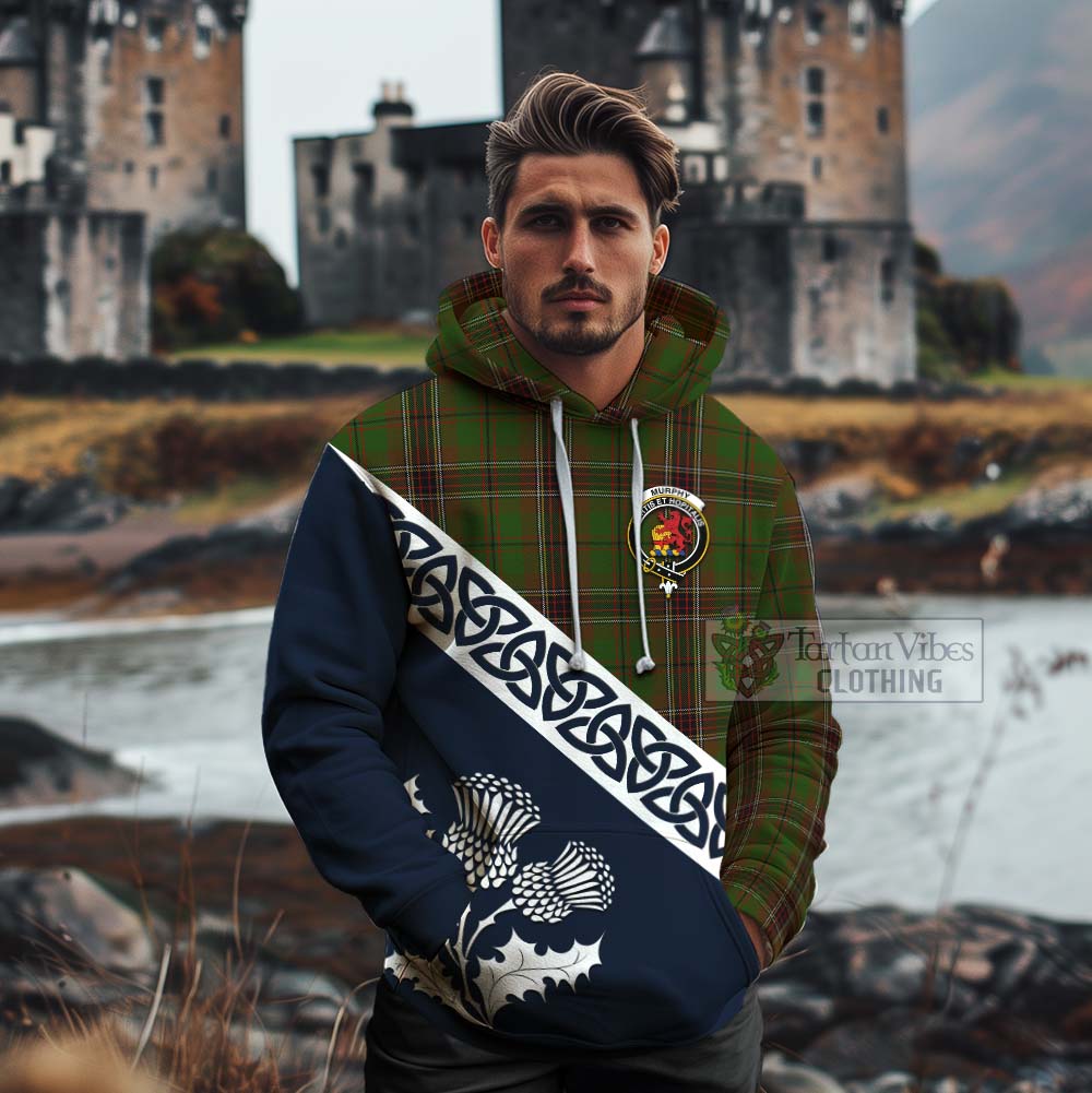 Murphy Tartan Cotton Hoodie Featuring Thistle and Scotland Map - Tartan Vibes Clothing