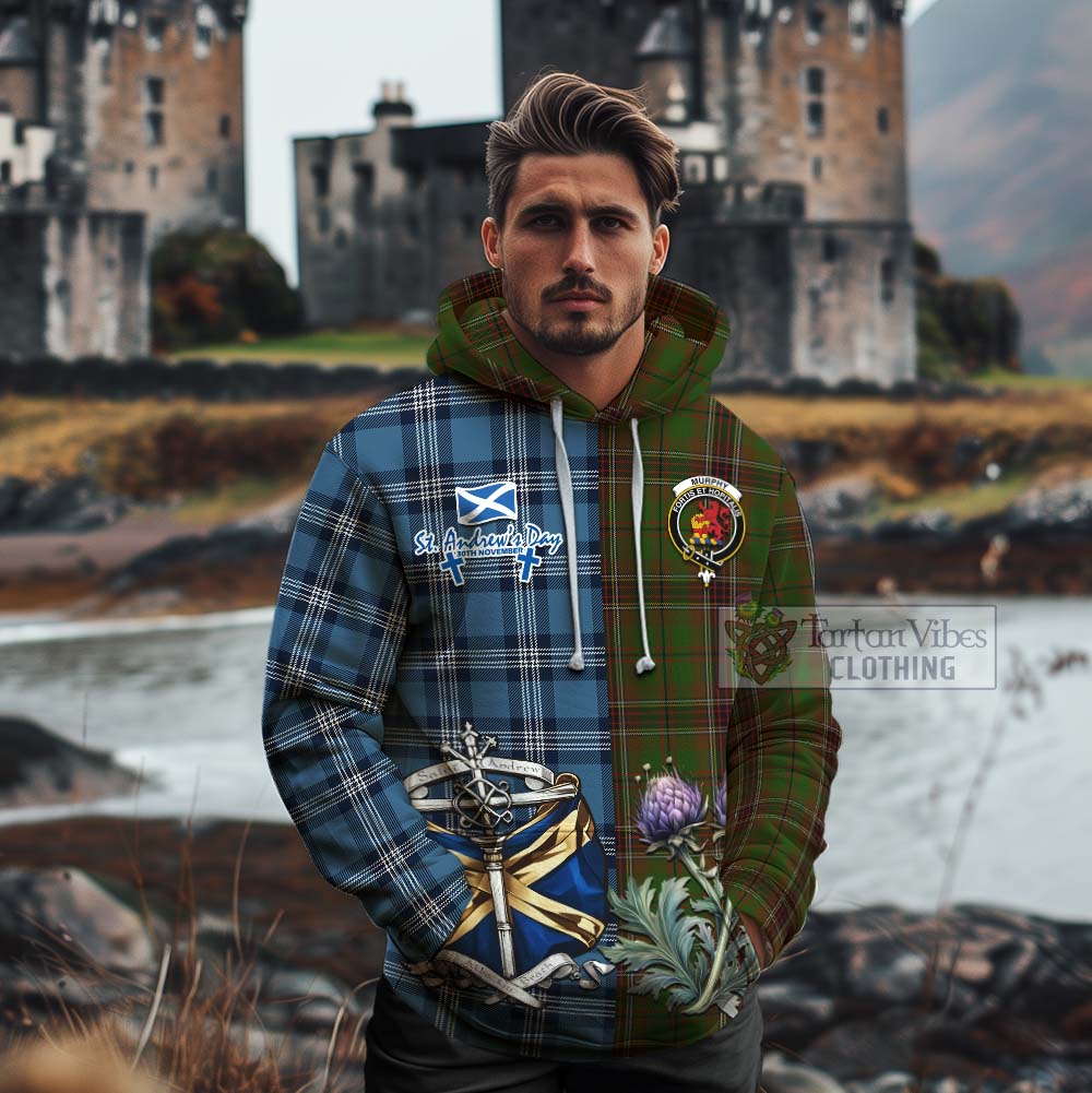 Murphy Tartan Cotton Hoodie Happy St. Andrew's Day Half Tartan Style - Tartan Vibes Clothing
