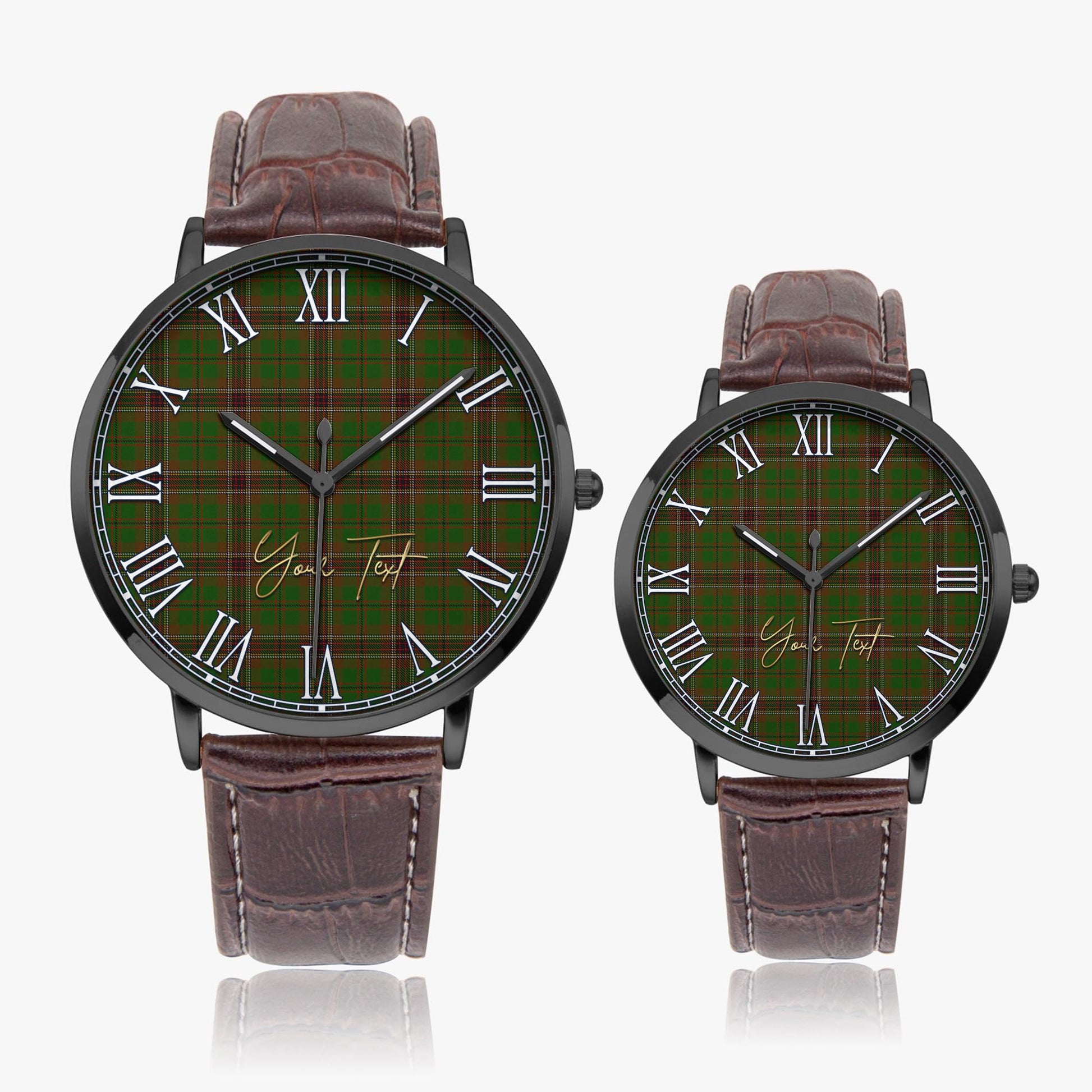 Murphy Tartan Personalized Your Text Leather Trap Quartz Watch - Tartan Vibes Clothing