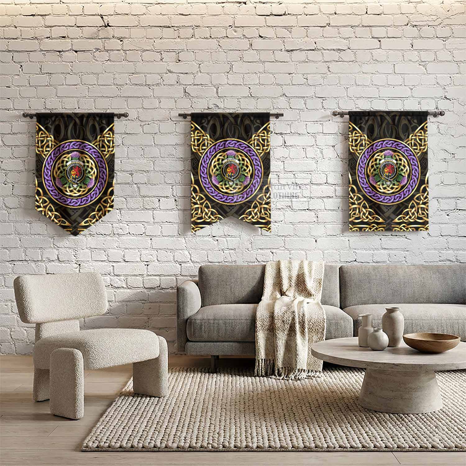 Murphy Clan Crest Gonfalon Celtic Scottish Thistle