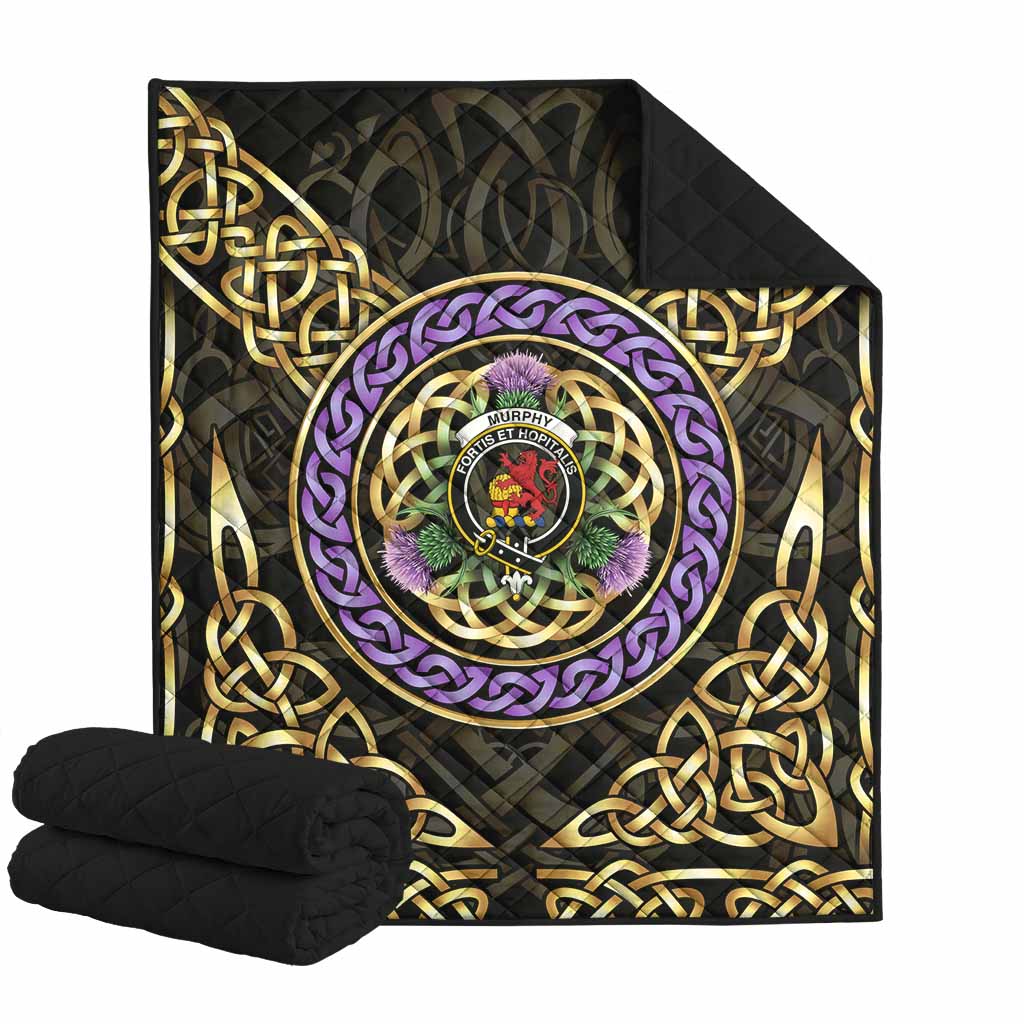 Murphy Clan Crest Premium Quilt Celtic Scottish Thistle Super King Quilt 91" x 110" - Tartan Vibes Clothing