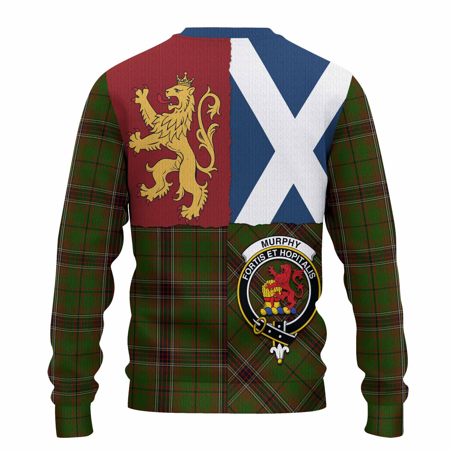 Murphy Crest Tartan Knitted Sweater with Lion Rampant Saltire Style