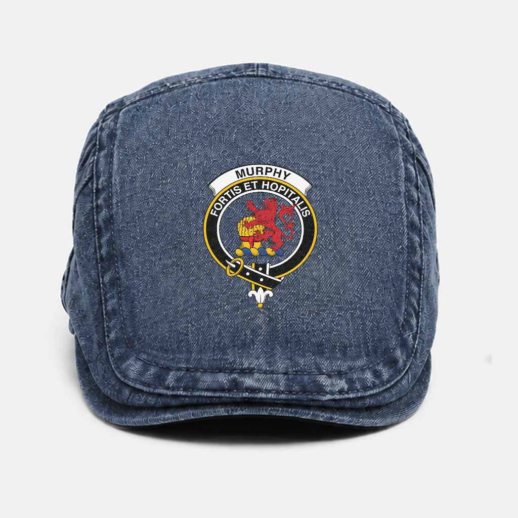 Murphy Scottish Clan Crest Washed Flat Cap - Unisex Jeff Cap One Size (Adjustable) Dark Blue - Tartan Vibes Clothing