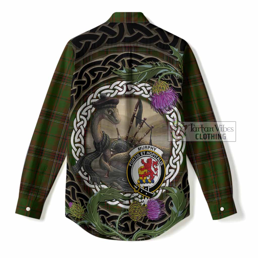 Murphy Tartan Crest Bagpipe Nessie Women Casual Shirt Scottish Loch Ness Monster Celtic Thistle