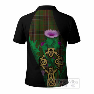 Murphy Tartan Crest Polo Shirt Celtic Cross Thistle Flowers