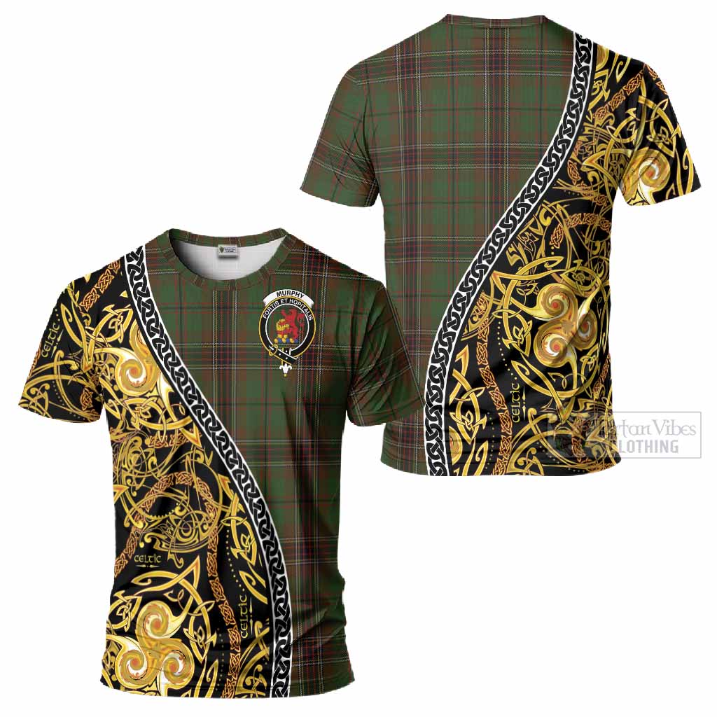 Murphy Tartan Crest T-Shirt Celtic Knot and Triple Trickle Spiral Symbols