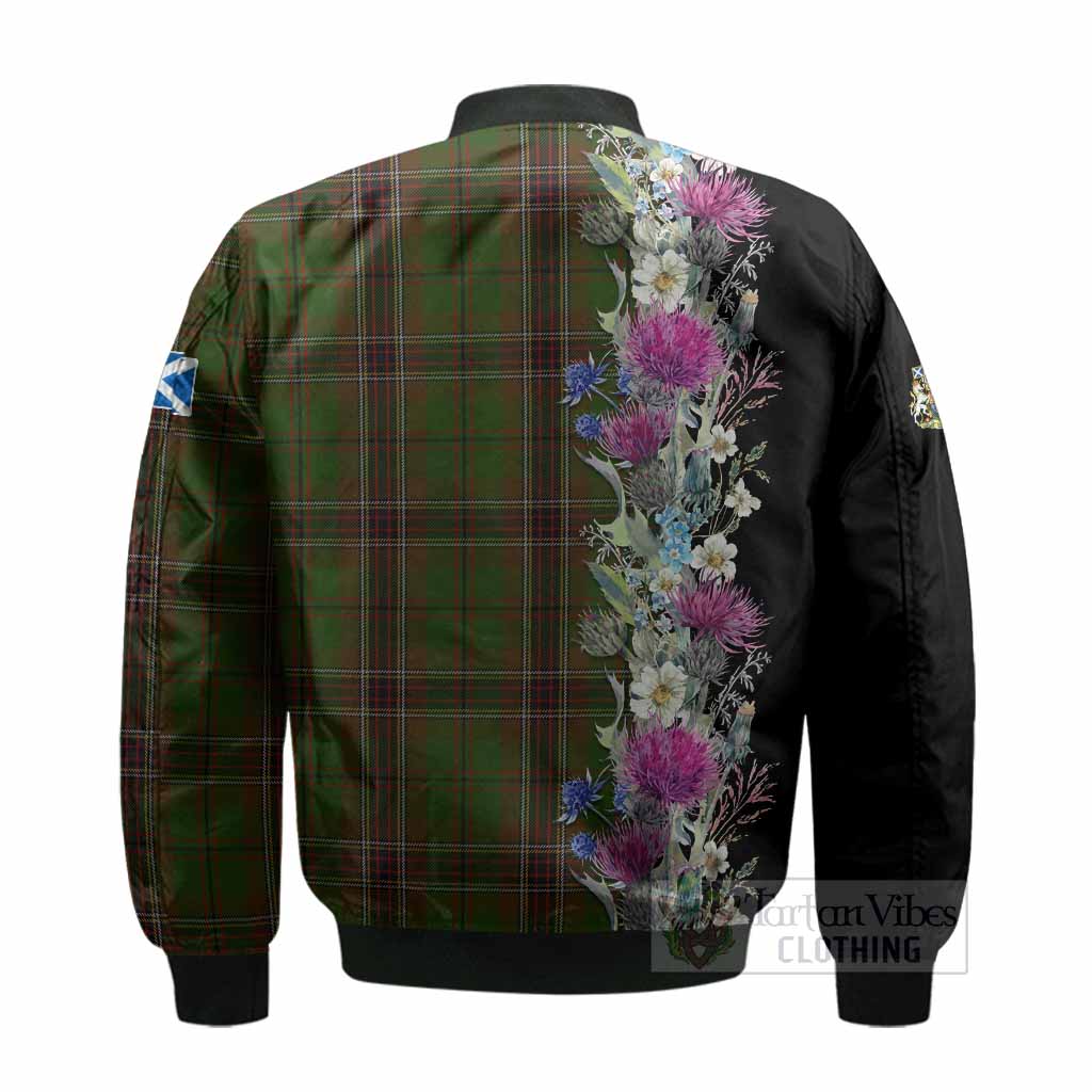 Murphy Tartan Crest Thistle Floral Bomber Jacket - Tartan Vibes Clothing