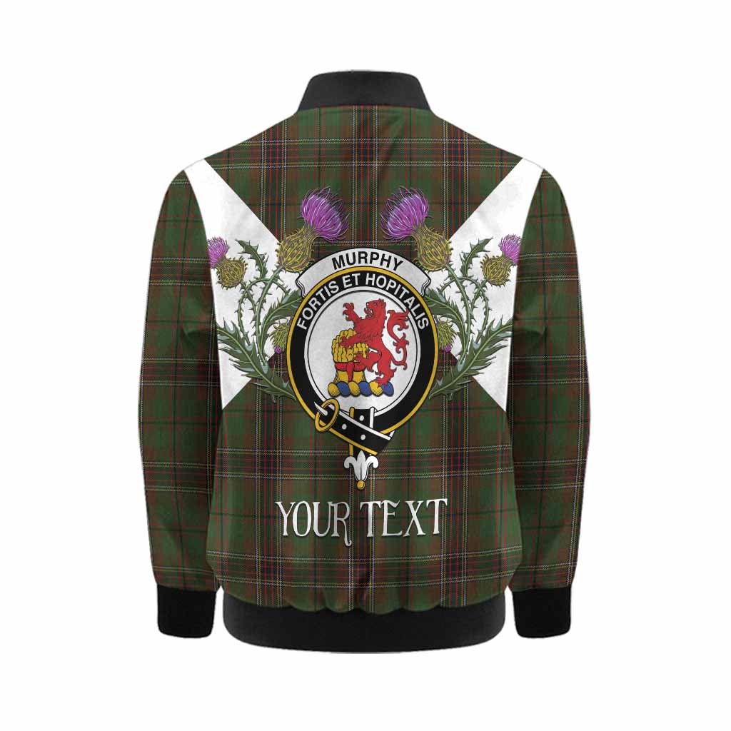 Murphy Tartan Family Crest Kid Bomber Jacket Scottish Burns Night Thistle Floral