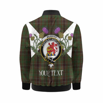 Murphy Tartan Family Crest Kid Bomber Jacket Scottish Burns Night Thistle Floral
