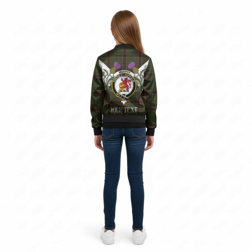 Murphy Tartan Family Crest Kid Bomber Jacket Scottish Burns Night Thistle Floral
