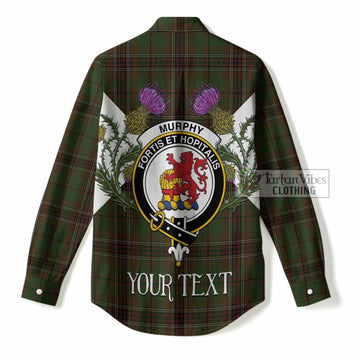 Murphy Tartan Family Crest Women Casual Shirt Scottish Burns Night Thistle Floral
