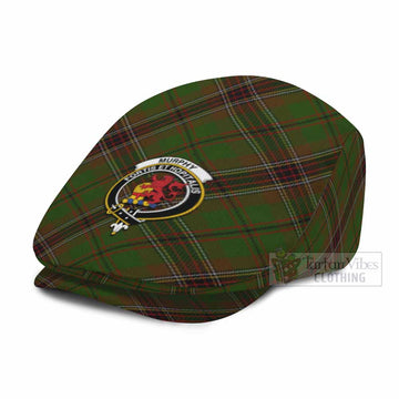 Murphy Tartan Flat Cap, Jeff Cap Cross Style with Family Crest