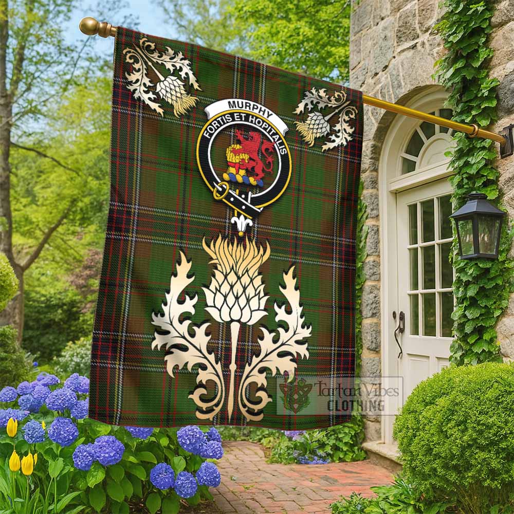 Murphy Tartan Garden Flag with Golden Regal Scottish Thistle Emblem - Tartan Vibes Clothing