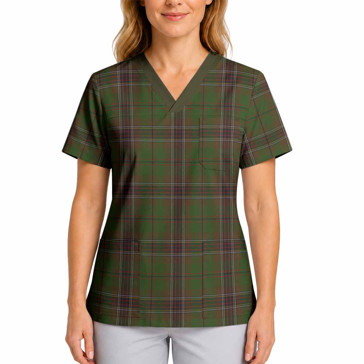 Murphy Tartan Scrub Top 4XL - Tartan Vibes Clothing