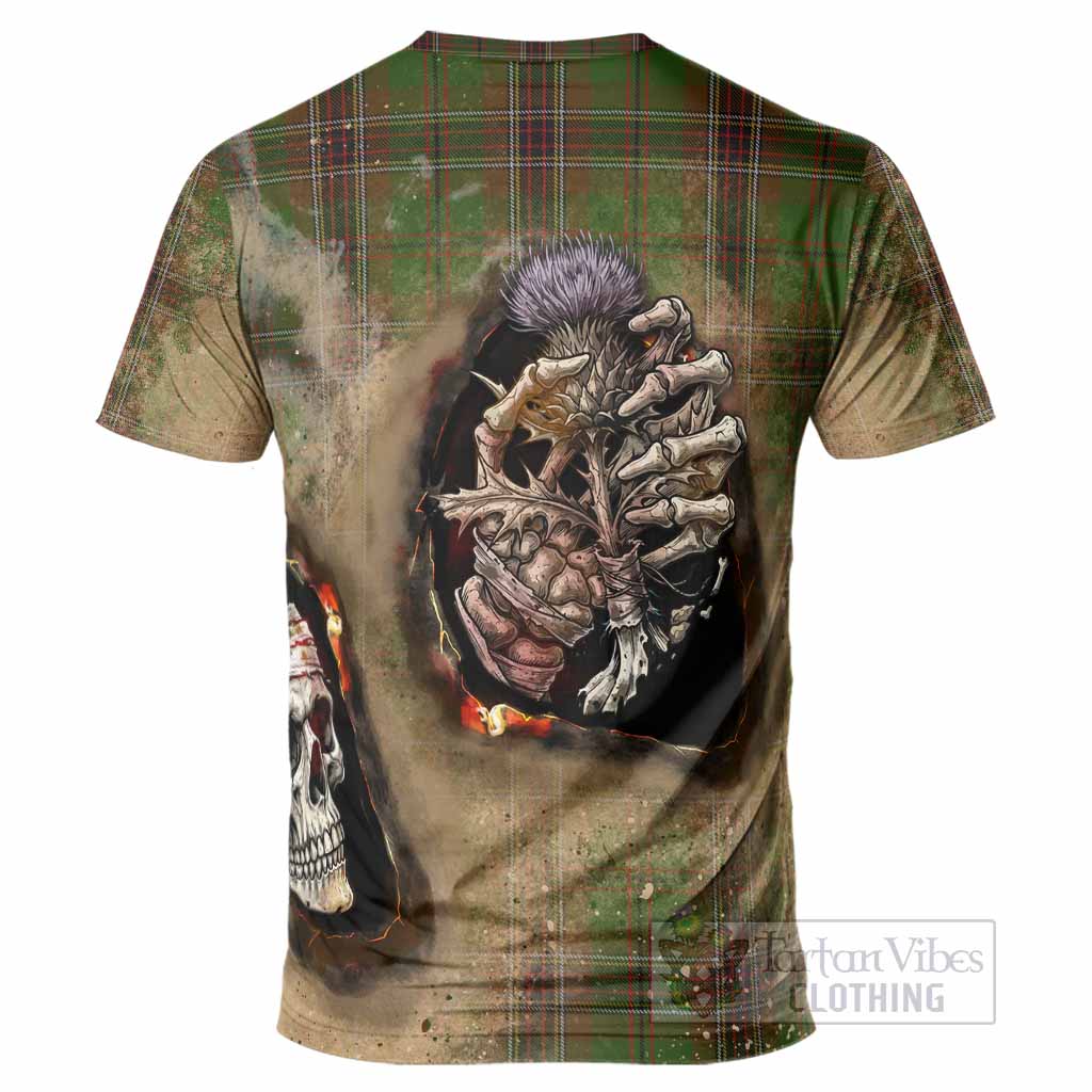 Murphy Tartan T-Shirt Halloween Skeleton With Thistle Burning Effect