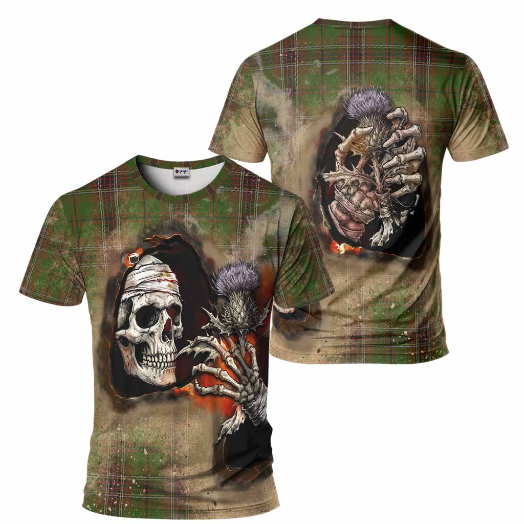Murphy Tartan T-Shirt Halloween Skeleton With Thistle Burning Effect