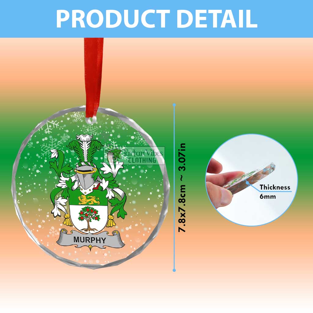 Tartan Vibes Clothing Murphy (Wexford) Irish Clan Christmas Glass Ornament with Coat of Arms