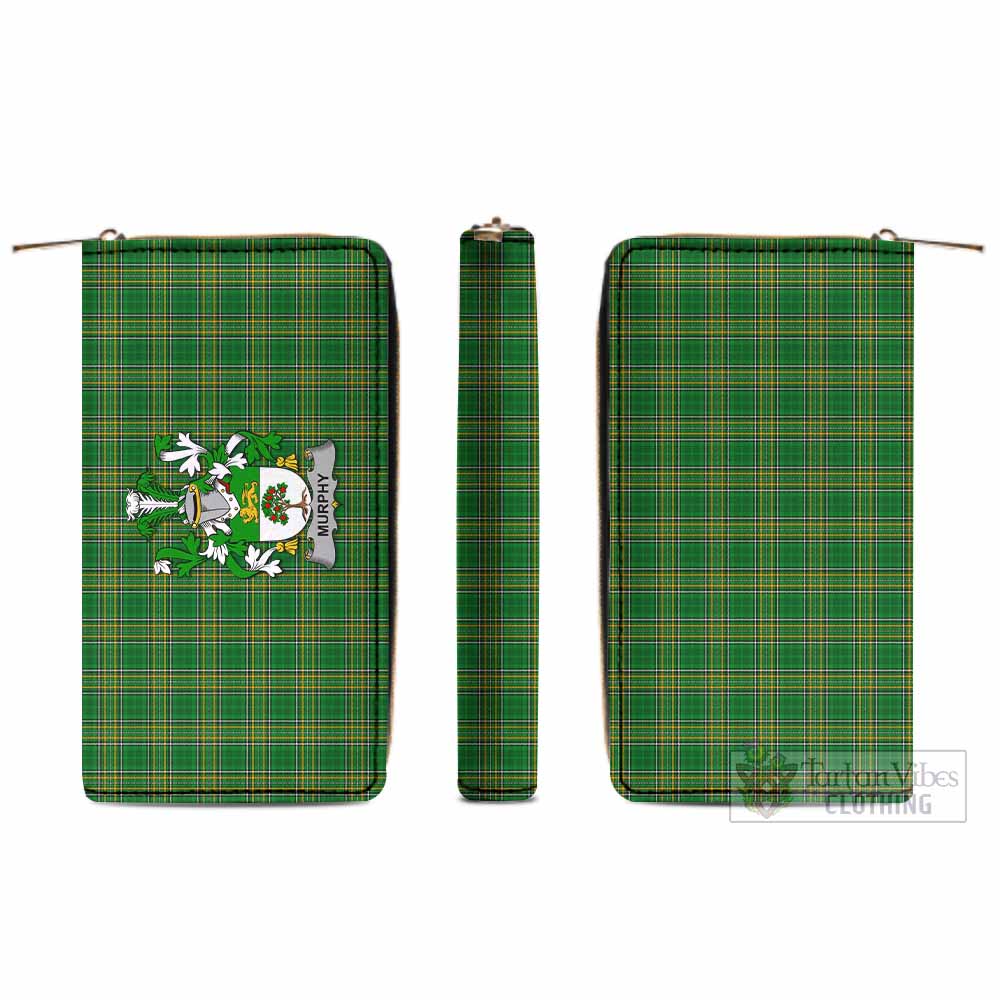 Tartan Vibes Clothing Murphy (Wexford) Irish Clan Tartan Women's Leather Wallet with Coat of Arms
