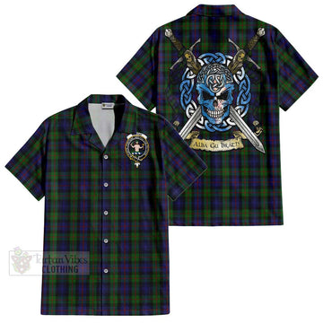 Murray Tartan Hawaiian Shirt with Family Crest Celtic Skull Style