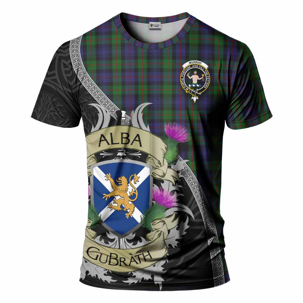Tartan Vibes Clothing Murray Tartan Family Crest T-Shirt Lion Rampant Royal Thistle Shield Celtic Inspired