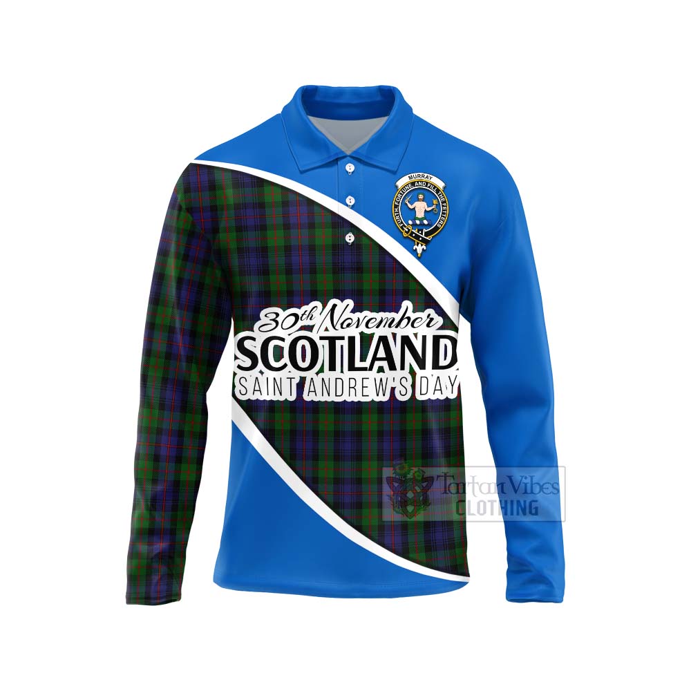 Tartan Vibes Clothing Murray Family Crest Tartan Long Sleeve Polo Shirt Celebrate Saint Andrew's Day in Style