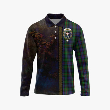 Murray Tartan Family Crest Long Sleeve Polo Shirt Alba Gu Brath Be Brave Lion Ancient Style