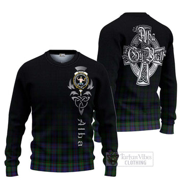 Tartan Vibes Clothing Murray Tartan Knitted Sweater Featuring Alba Gu Brath Family Crest Celtic Inspired