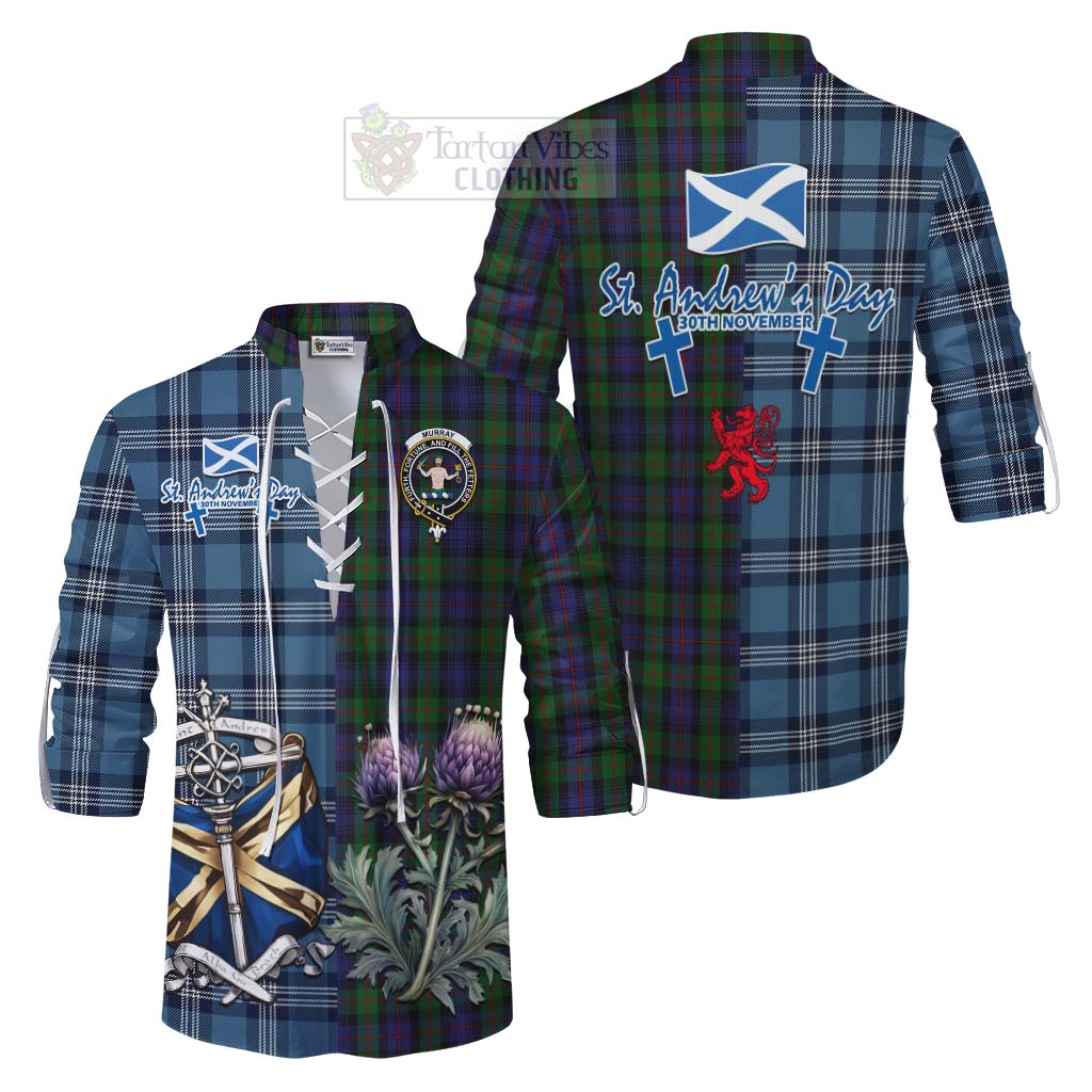 Tartan Vibes Clothing Murray Tartan Ghillie Kilt Shirt Happy St. Andrew's Day Half Tartan Style