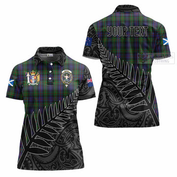 Tartan Vibes Clothing Murray Crest Tartan Women's Polo Shirt with New Zealand Silver Fern Half Style
