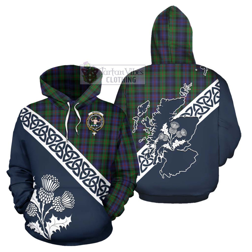 Tartan Vibes Clothing Murray Tartan Hoodie Featuring Thistle and Scotland Map