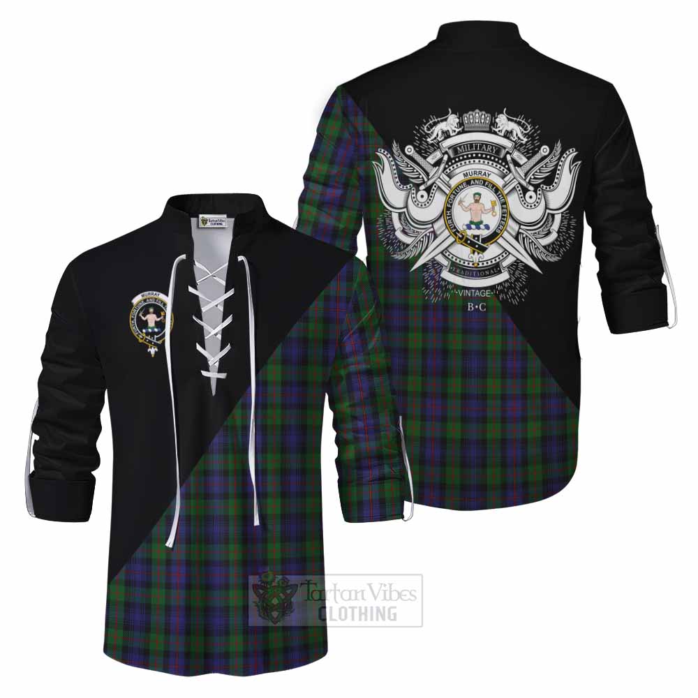 Tartan Vibes Clothing Murray Tartan Ghillie Kilt Shirt with Family Crest and Military Logo Style