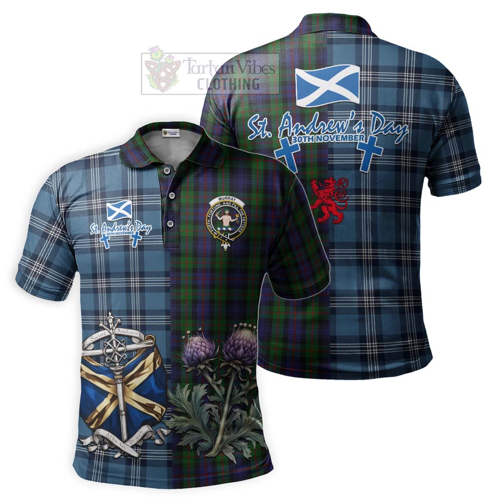 Tartan Vibes Clothing Murray Tartan Polo Shirt Happy St. Andrew's Day Half Tartan Style