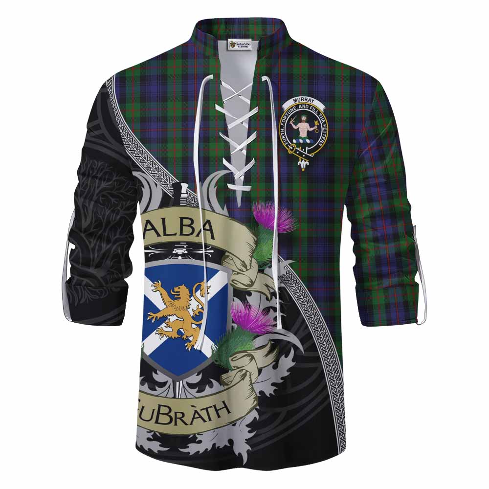 Tartan Vibes Clothing Murray Tartan Family Crest Ghillie Kilt Shirt Lion Rampant Royal Thistle Shield Celtic Inspired
