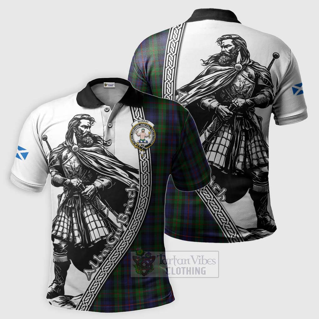 Tartan Vibes Clothing Murray Tartan Clan Crest Polo Shirt with Highlander Warrior Celtic Style