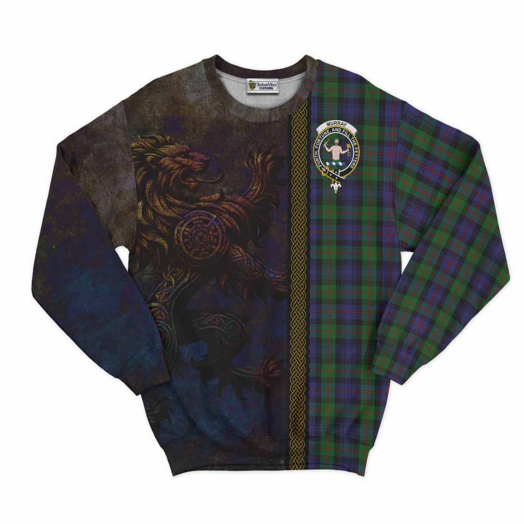 Tartan Vibes Clothing Murray Tartan Family Crest Sweatshirt Alba Gu Brath Be Brave Lion Ancient Style