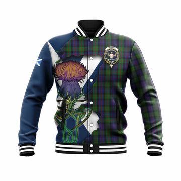 Murray Tartan Family Crest Baseball Jacket Scottish Thistle Celtic Inspired