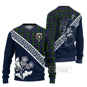 Tartan Vibes Clothing Murray Tartan Knitted Sweater Featuring Thistle and Scotland Map