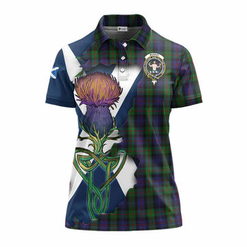 Tartan Vibes Clothing Murray Tartan Family Crest Women's Polo Shirt Scottish Thistle Celtic Inspired