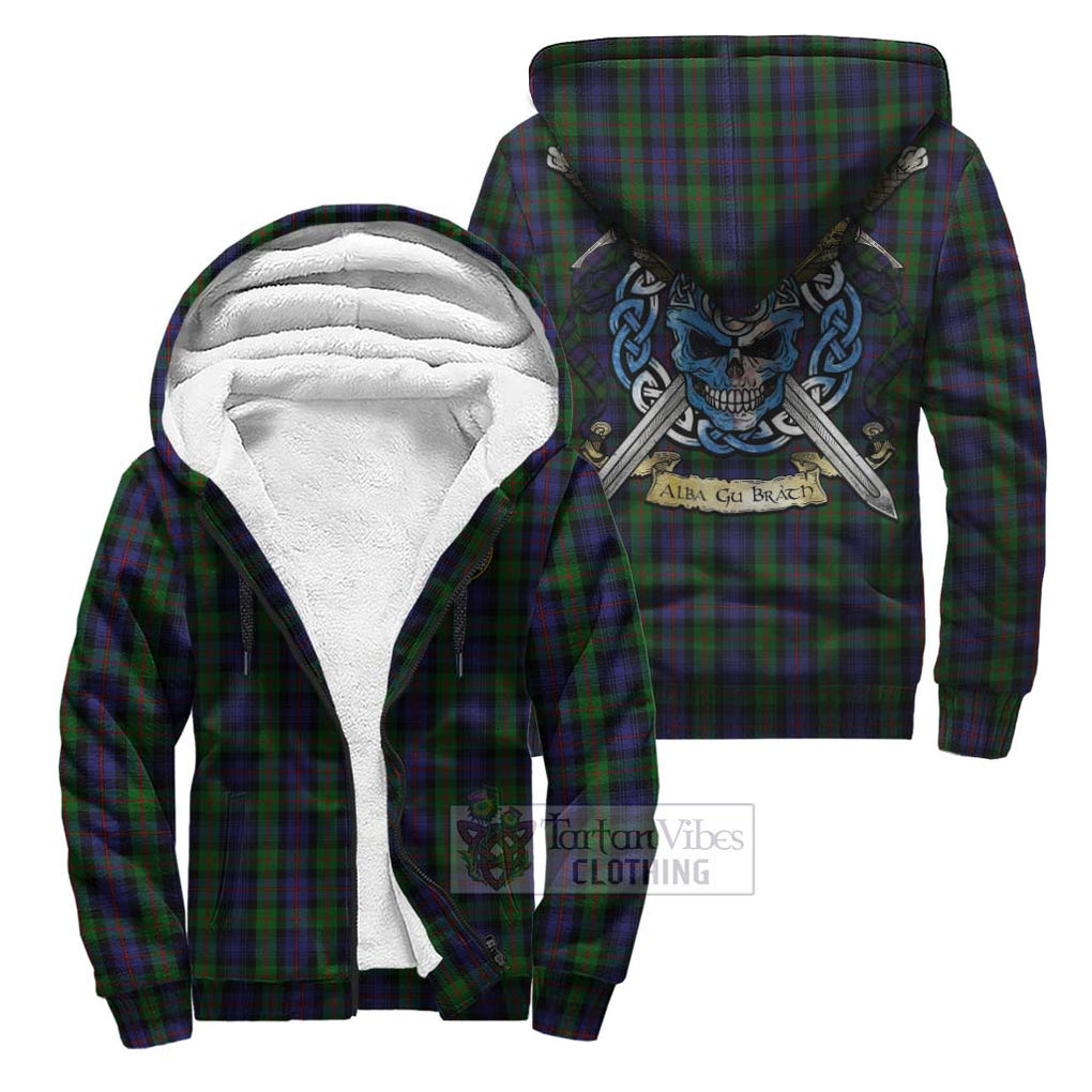 Tartan Vibes Clothing Murray Tartan Sherpa Hoodie with Family Crest Celtic Skull Style