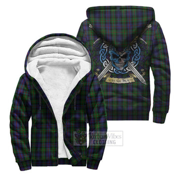 Murray Tartan Sherpa Hoodie with Family Crest Celtic Skull Style