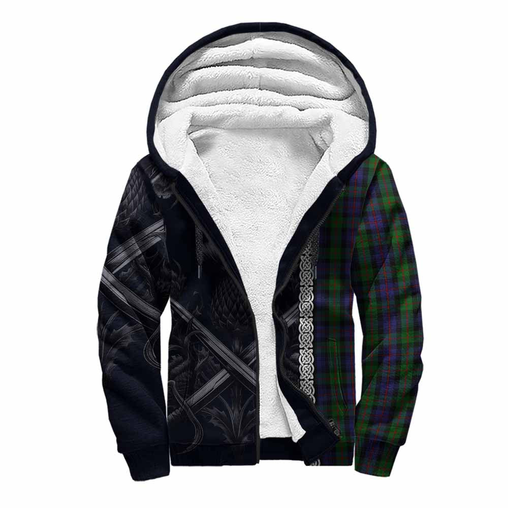 Tartan Vibes Clothing Murray Tartan Sherpa Hoodie with Family Crest Cross Sword Thistle Celtic Vibes